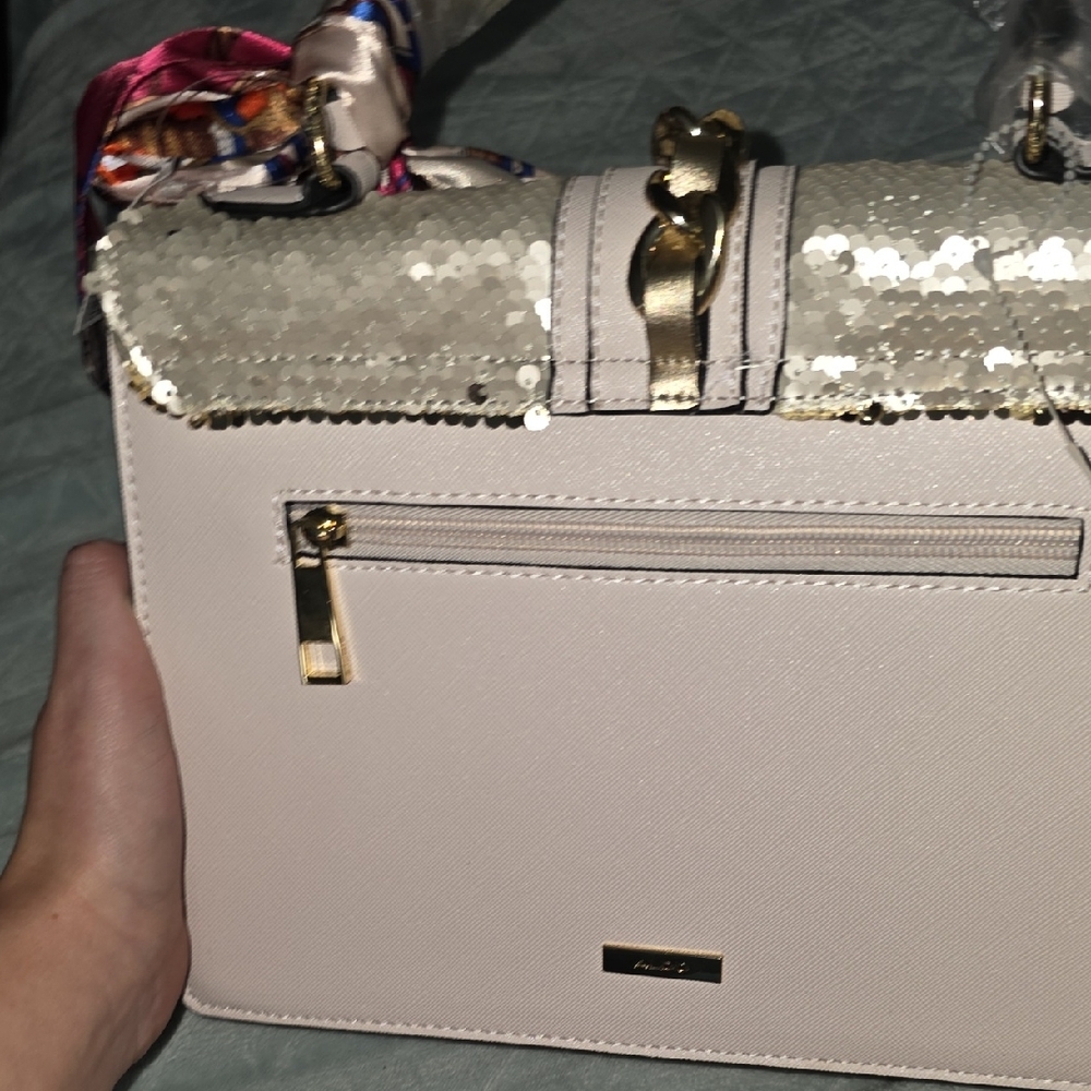 Aldo Pink and Gold Sequined Satchel / Crossbody - Picture 11 of 16